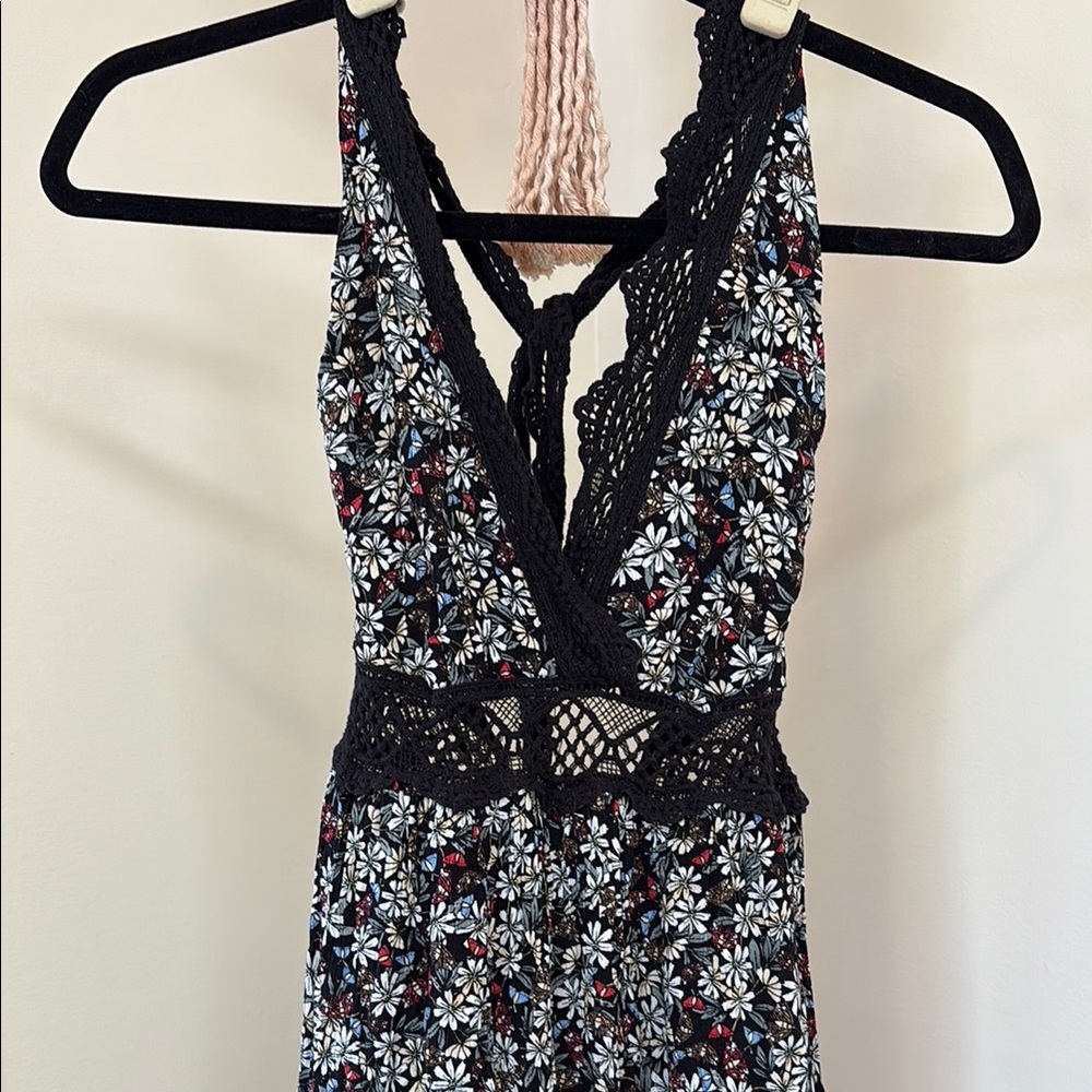 Floral Crochet Trim Dress